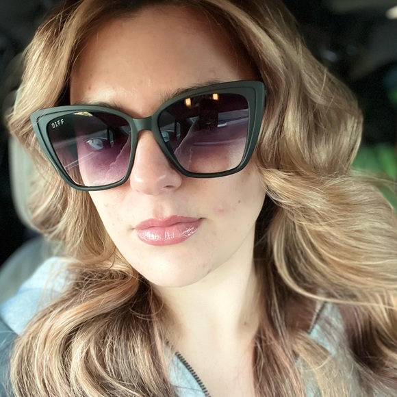 DIFF Heidi Sunglasses Matte Black Frame Grey Gradient Lenses Sharp Cat Eye NIB - Picture 16 of 16